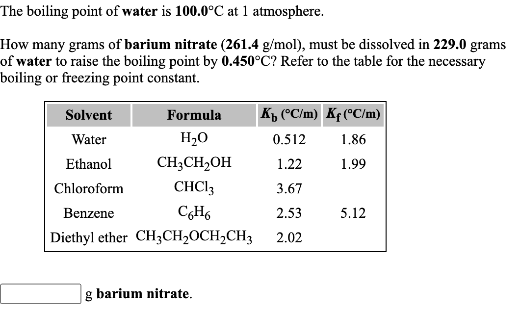 Solved The normal freezing point of water, H20 is 0.00 °C