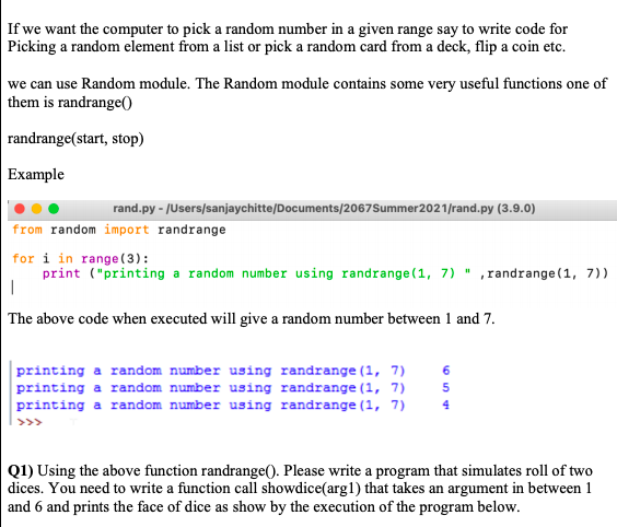 Solved If we want the computer to pick a random number in a | Chegg.com