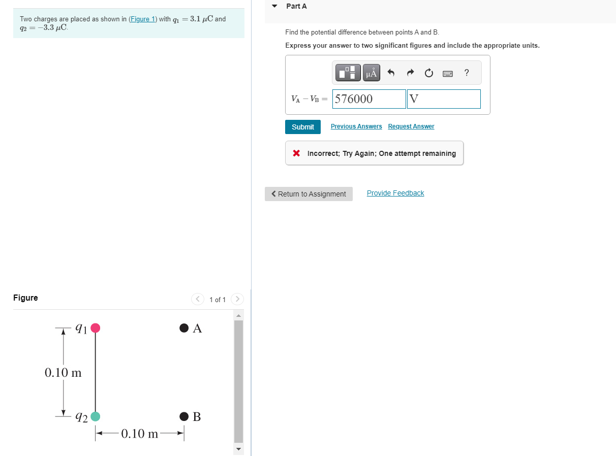 Solved Two Charges Are Placed As Shown In (Figure 1) With | Chegg.com