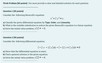 Solved Work Problem [60 points]: You must provide a clear | Chegg.com