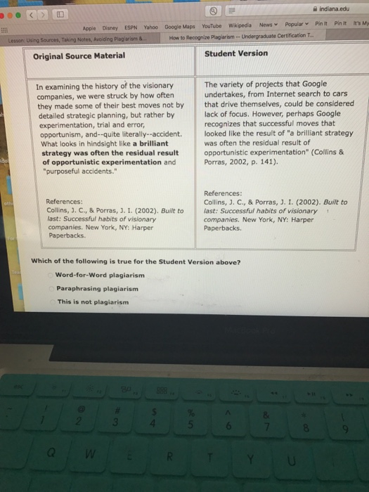 Indiana Plagiarism Test Answer Key â†' Waltery Learning Solution for Student