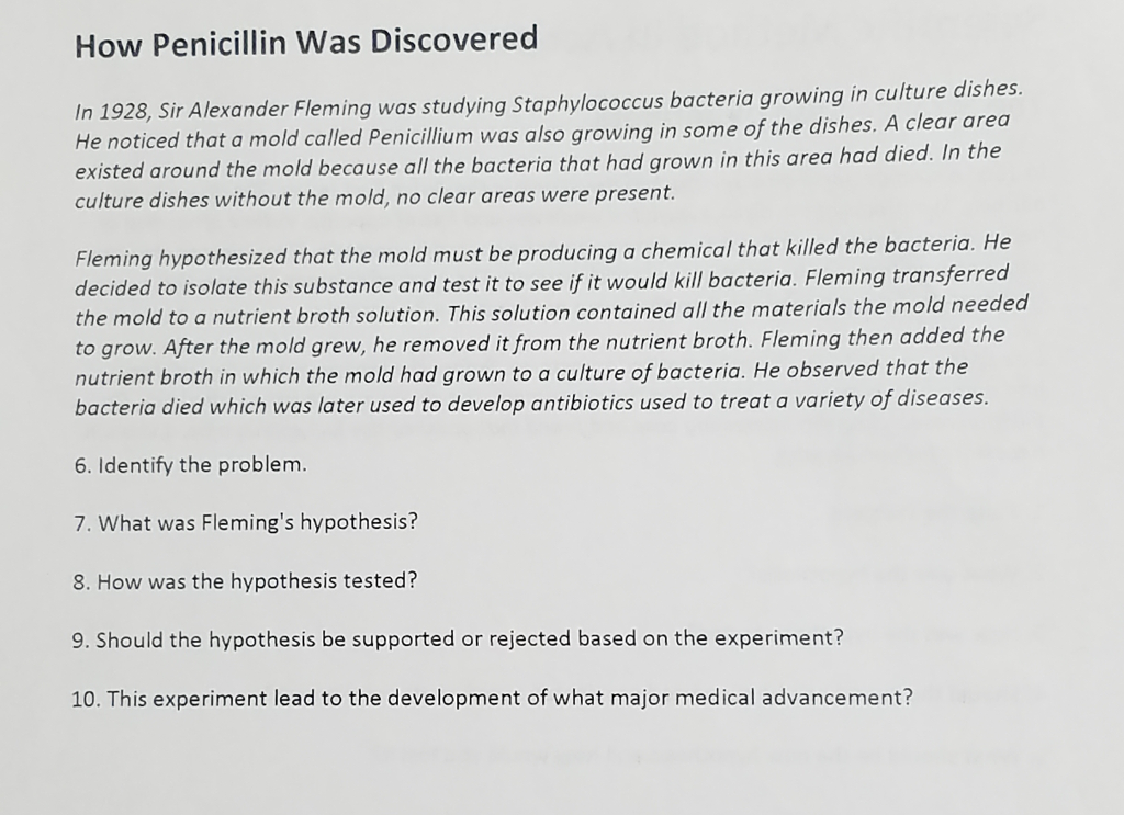 Solved How Penicillin Was Discovered ander Fleming was | Chegg.com