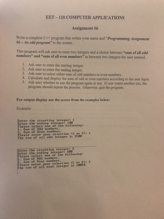 computer application assignment topics
