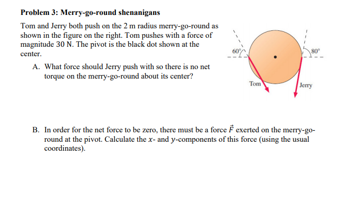 Solved Problem 3: Merry-go-round shenanigans Tom and Jerry | Chegg.com