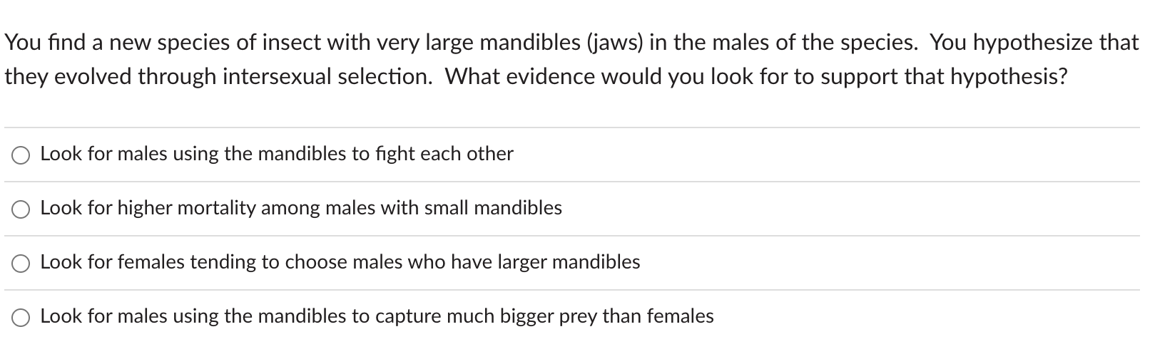 You find a new species of insect with very large | Chegg.com