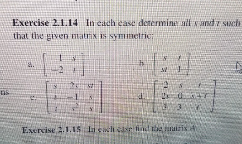 Solved Exercise 2.1.14 In each case determine all s and / | Chegg.com