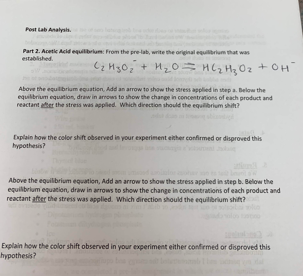 Post Lab Analysis. udeo cl bob hetetepb bna od sl or | Chegg.com