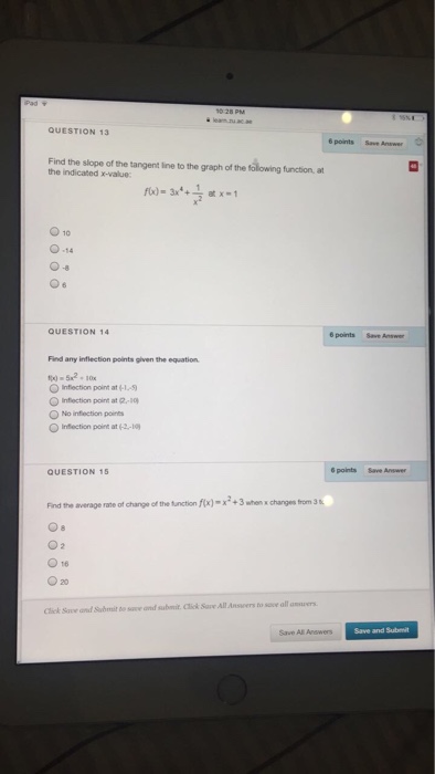 Solved QUESTION 13 6 points Save Answer Find the slope of he | Chegg.com