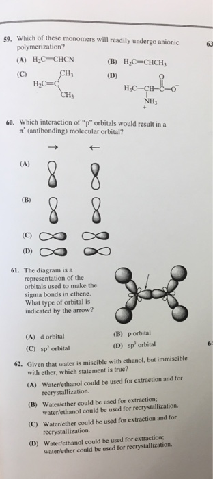 Solved Which of these monomers will readily undergo anionic | Chegg.com