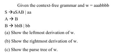 Given the context-free grammar and w= | Chegg.com