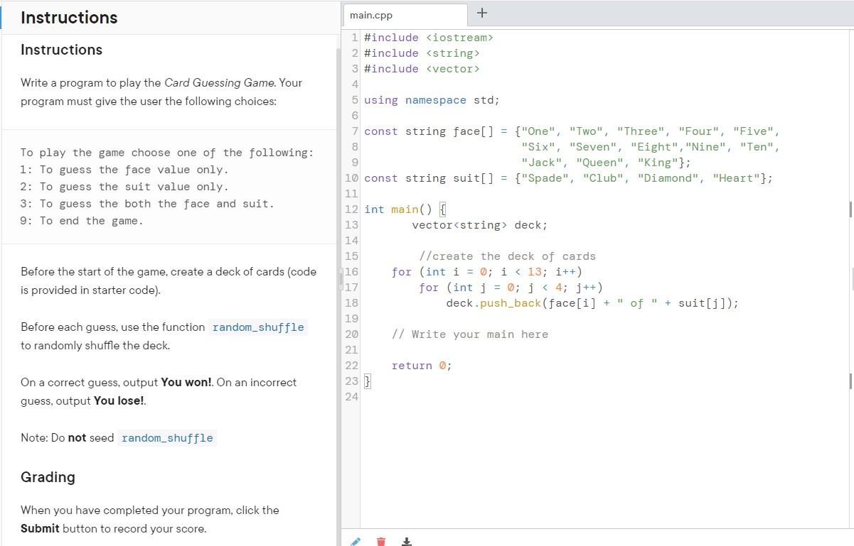 Solved random_shuffle used > 0.00 out of 10.00 Click the | Chegg.com