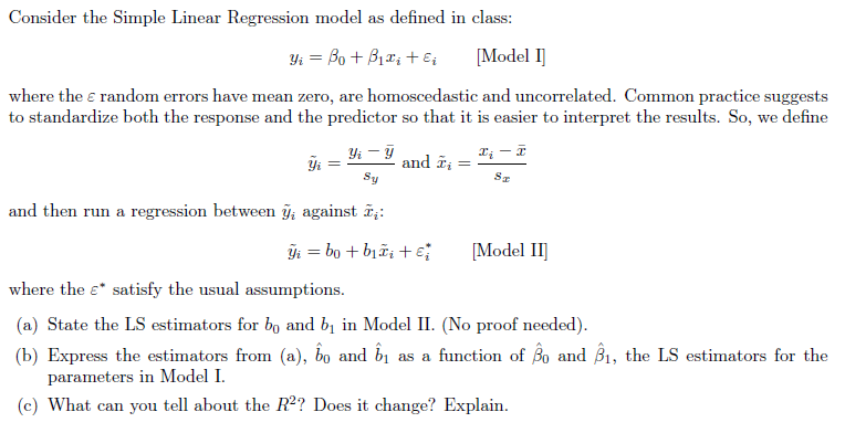 Consider The Simple Linear Regression Model As | Chegg.com