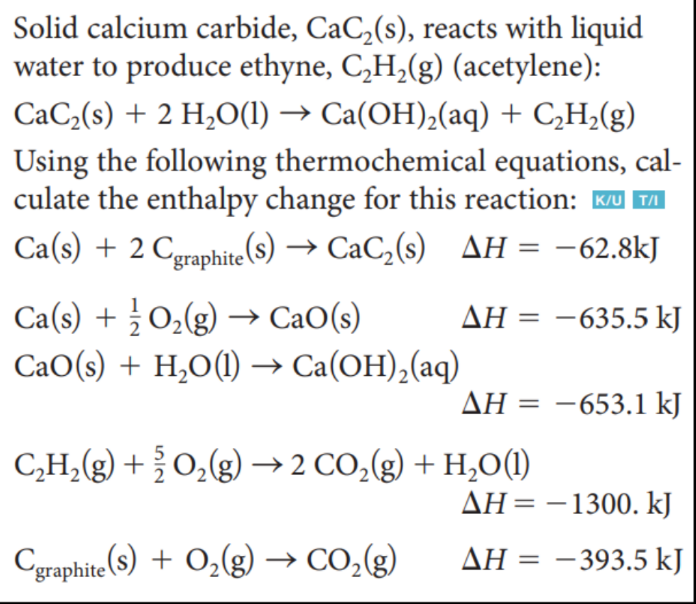 Solved Solid calcium carbide, CaC2( s), reacts with liquid | Chegg.com