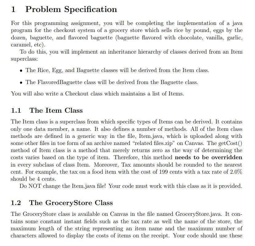 Solved 1 Problem Specification For this programming | Chegg.com