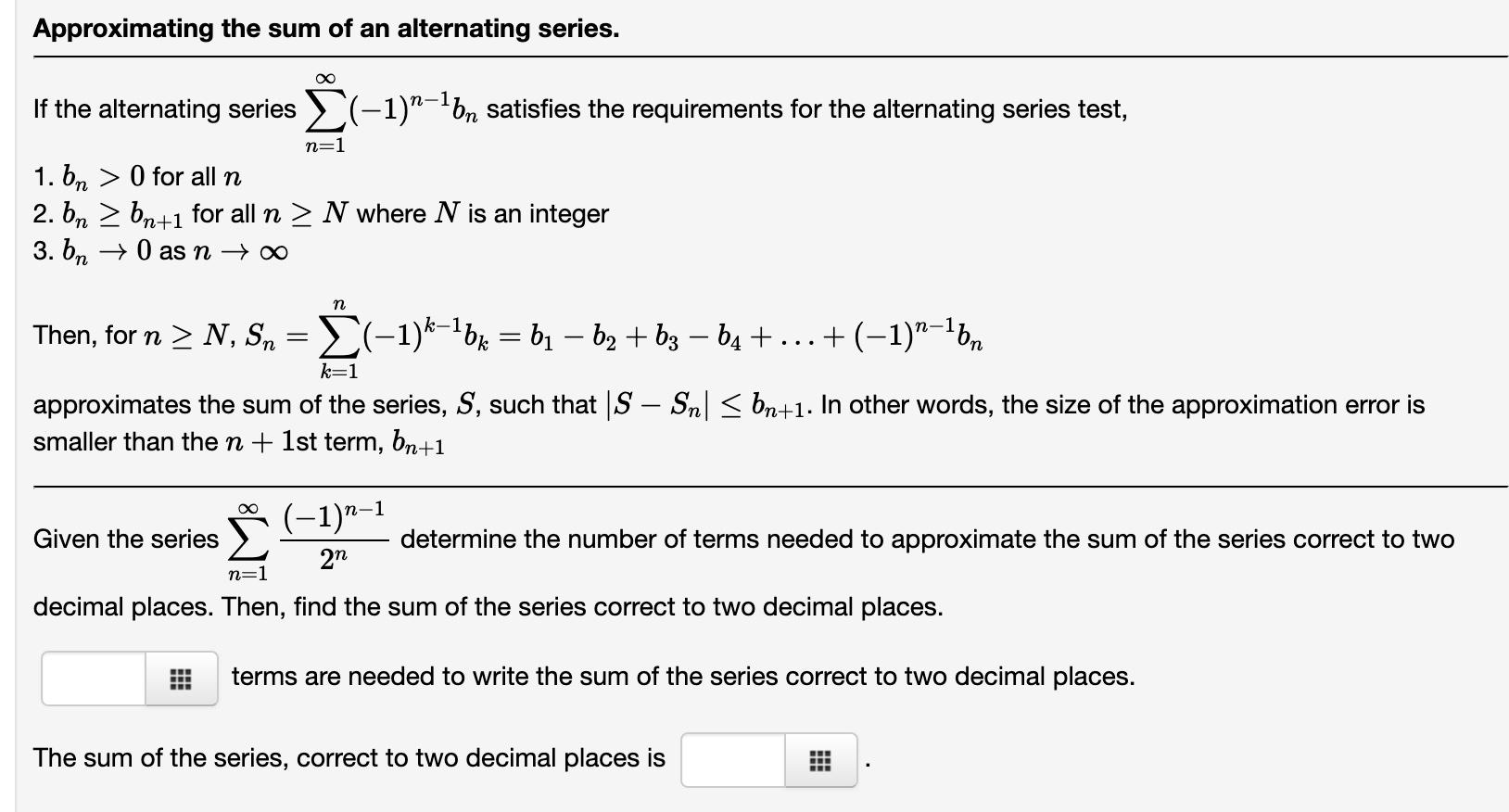 Solved Approximating the sum of an alternating series. If | Chegg.com