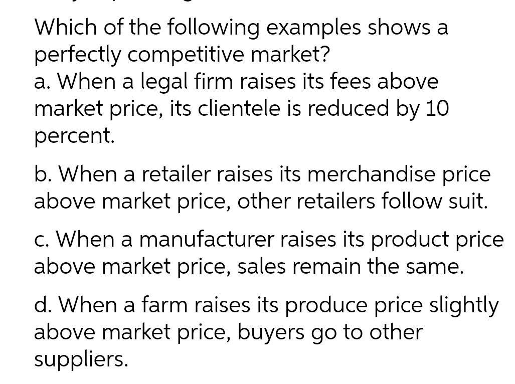 Solved Which of the following examples shows a perfectly | Chegg.com