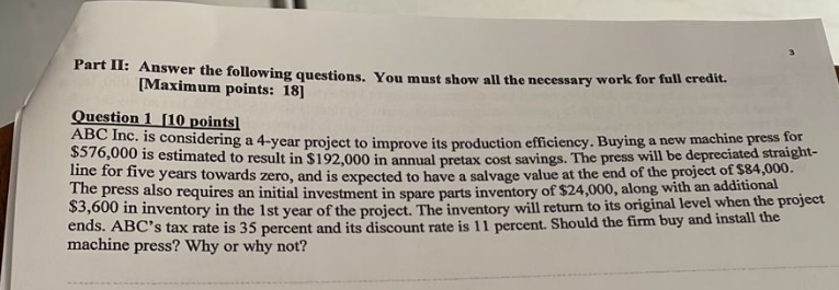 Solved Part II: Answer the following questions. You must | Chegg.com
