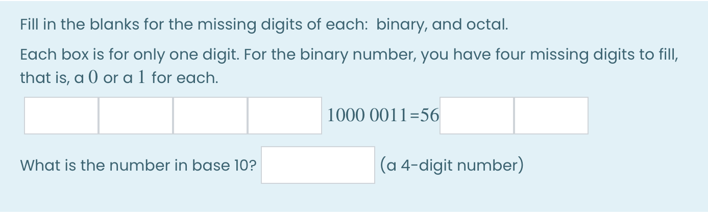 fill in the blanks the octal number system consists of dash digits