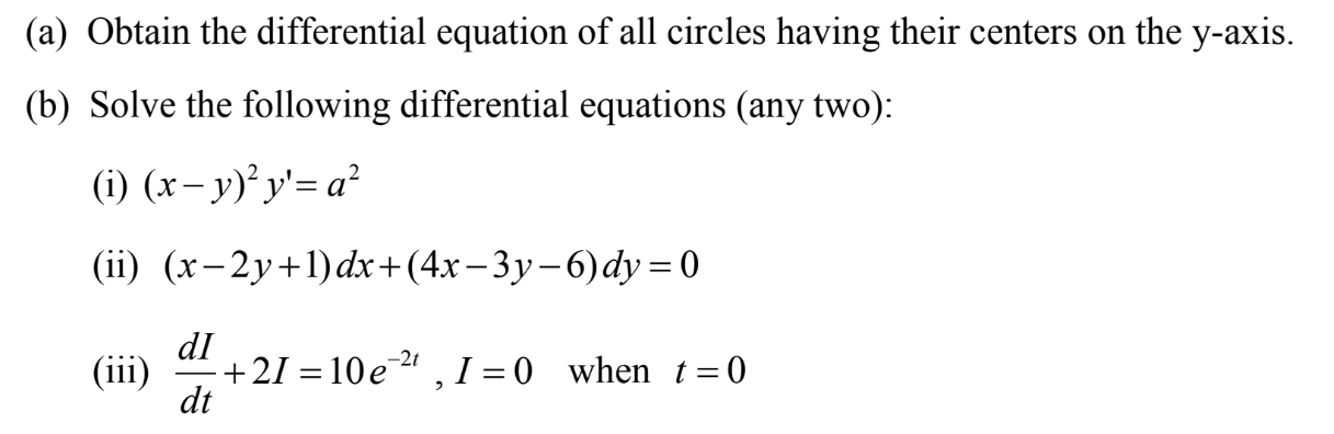 Solved (a) Obtain the differential equation of all circles | Chegg.com