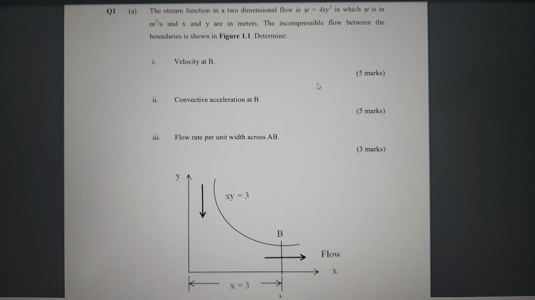 Solved 01 (a) The stream function in a two dimensional flow | Chegg.com