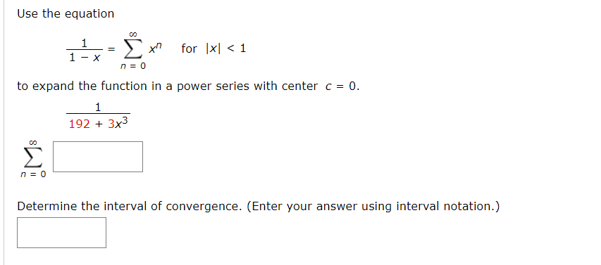 Solved Use The Equation 1 I Xn For 1x 1 1 X N 0 T Chegg Com