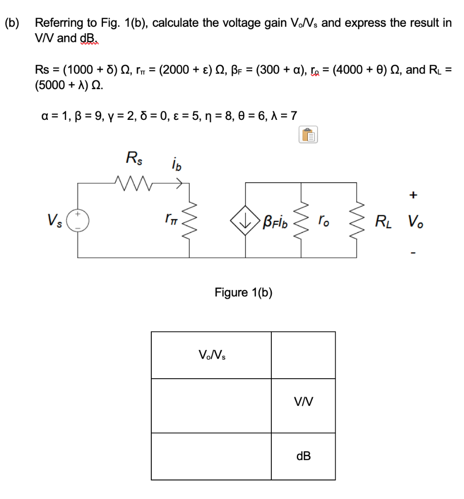 Solved (b) Referring To Fig. 1(b), Calculate The Voltage | Chegg.com