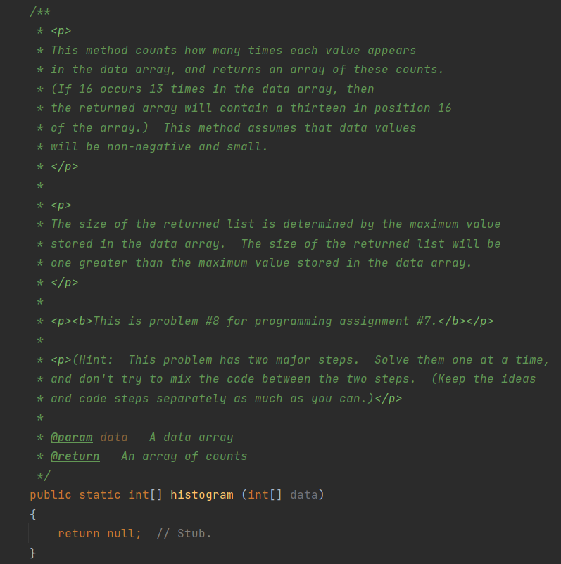 Solved no usages aTest public void testHistogramo1()| \{ | Chegg.com