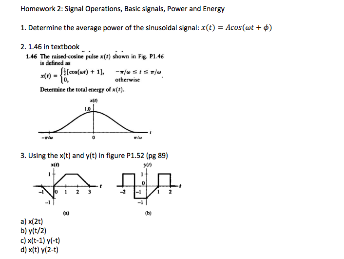 Solved Homework 2 Signal Operations Basic Signals Powe Chegg Com