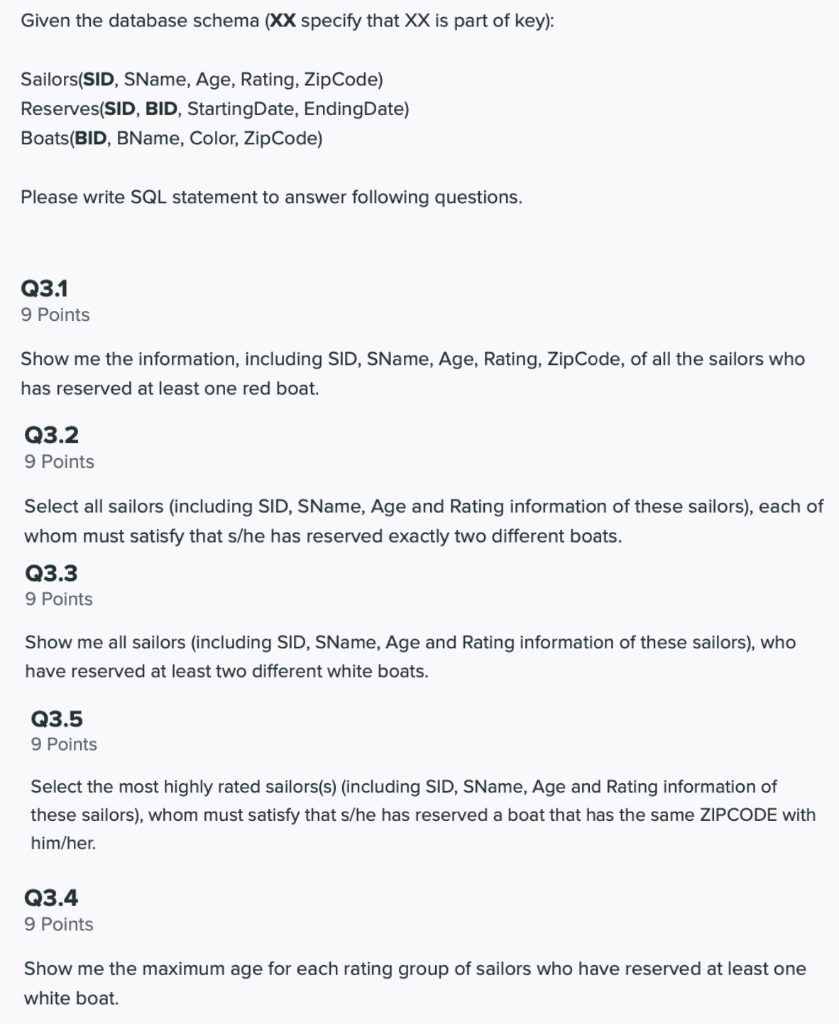 Solved Q3.1 9 Points Show me the information, including SID, | Chegg.com