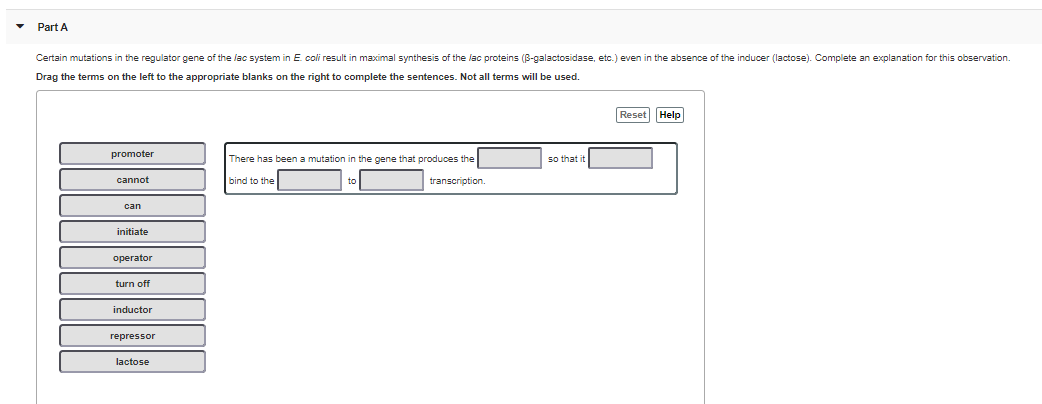 Solved Part A Certain mutations in the regulator gene of the | Chegg.com