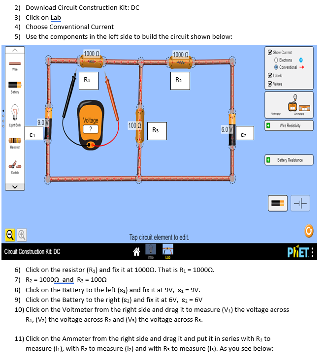 Solved 2) Download Circuit Construction Kit DC 3) Click on