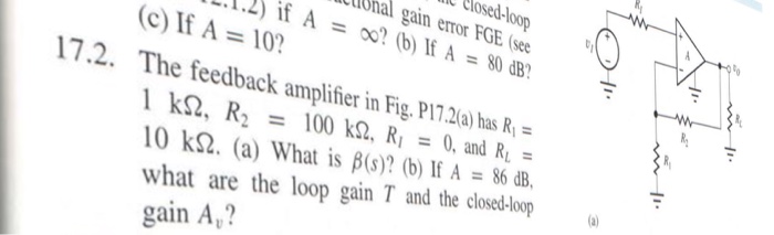 Solved Closed-loop Whal gain error FGE (see 1.2) if A = o? | Chegg.com