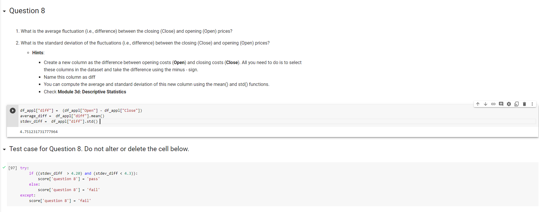 Solved Question 8 1. What is the average fluctuation i.e., | Chegg.com