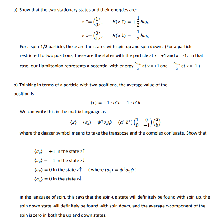 Solved Schrodinger Equation For A Two-state System The 