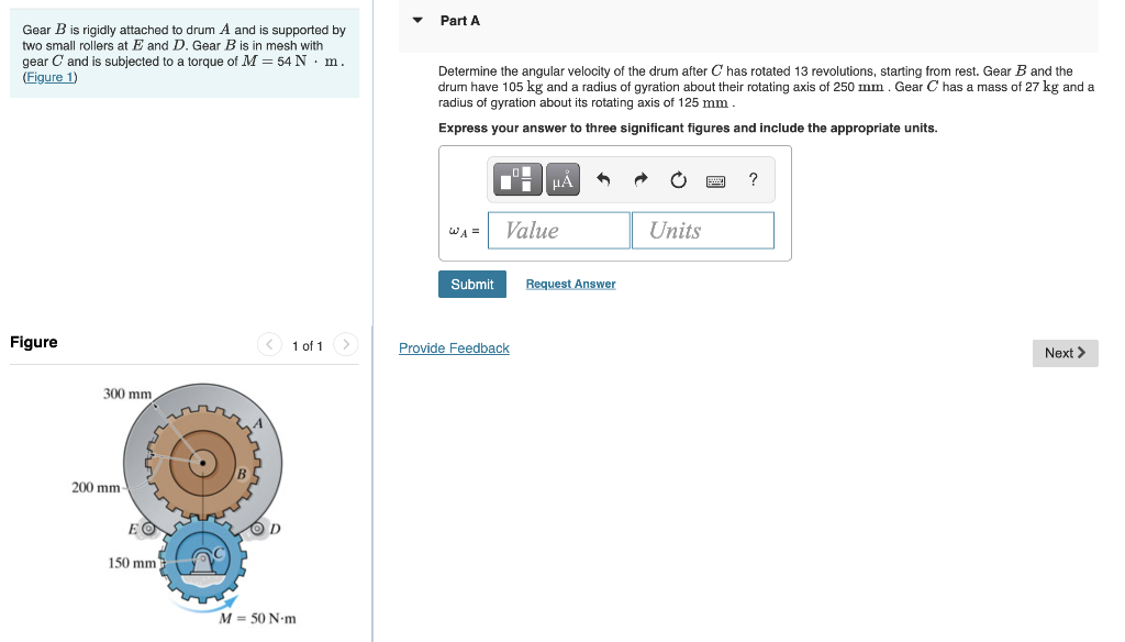 Solved Gear B is rigidly attached to drum A and is supported
