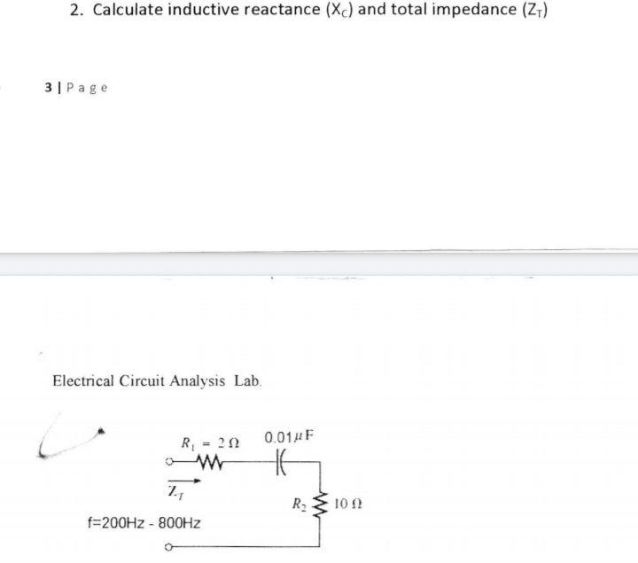 Solved 2. Calculate inductive reactance (X) and total | Chegg.com