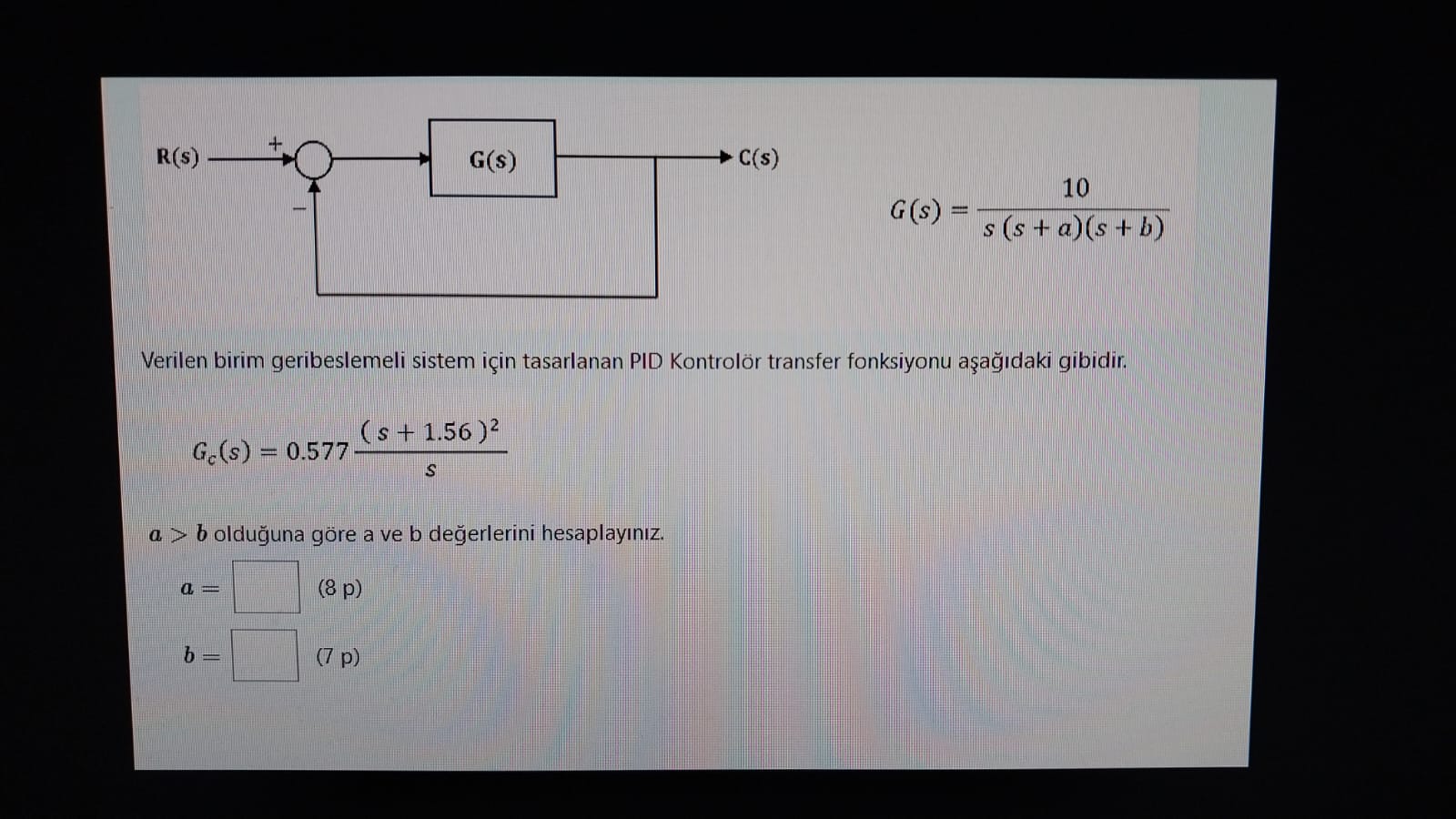 The PID Controller transfer function designed for the | Chegg.com image.