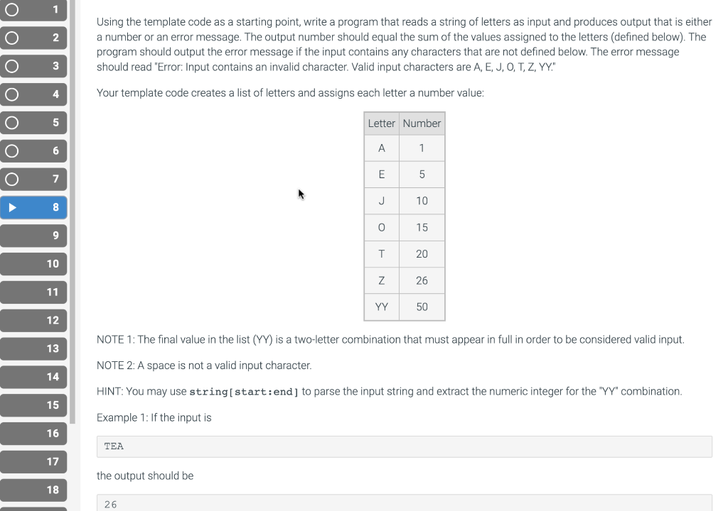 Solved NOTE 2: A space is not a valid input character. HINT