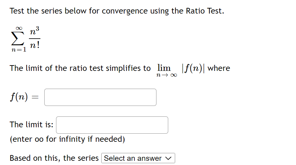 Solved Test the series below for convergence using the Ratio | Chegg.com