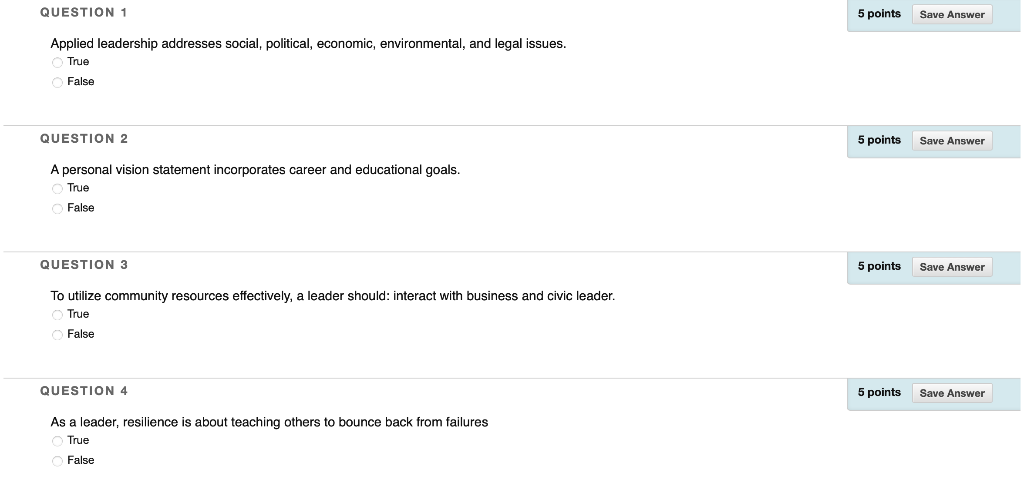 Solved QUESTION 1 5 points Save Answer Applied leadership | Chegg.com