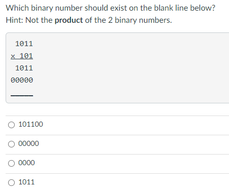 Solved Which binary number should exist on the blank line | Chegg.com