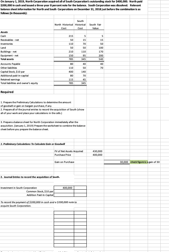 Solved On January 1, 2019, North Corporation acquired all of | Chegg.com