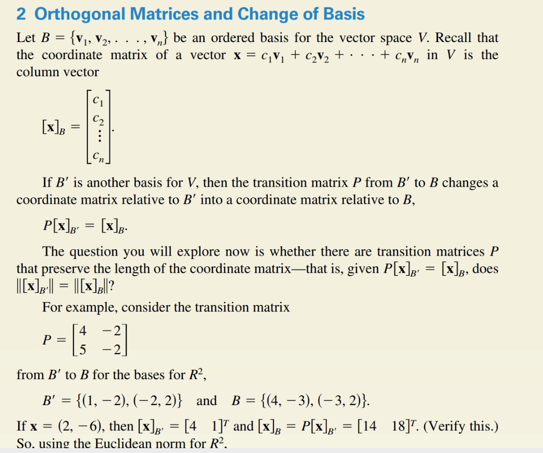 Solved 2 Orthogonal Matrices And Change Of Basis Let B Chegg Solved 2 Orthogonal Matrices And Change Of Basis Let B Chegg