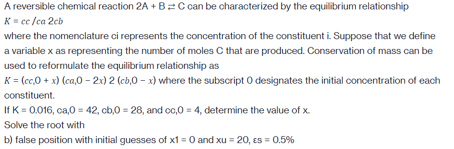 Solved A reversible chemical reaction 2A + B = C can be | Chegg.com