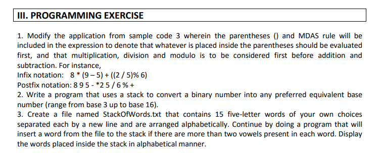 Solved III. PROGRAMMING EXERCISE 1. Modify the application | Chegg.com