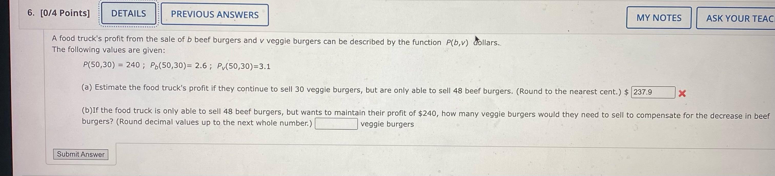 Solved A Food Truck's Profit From The Sale Of B Beef Burgers | Chegg.com