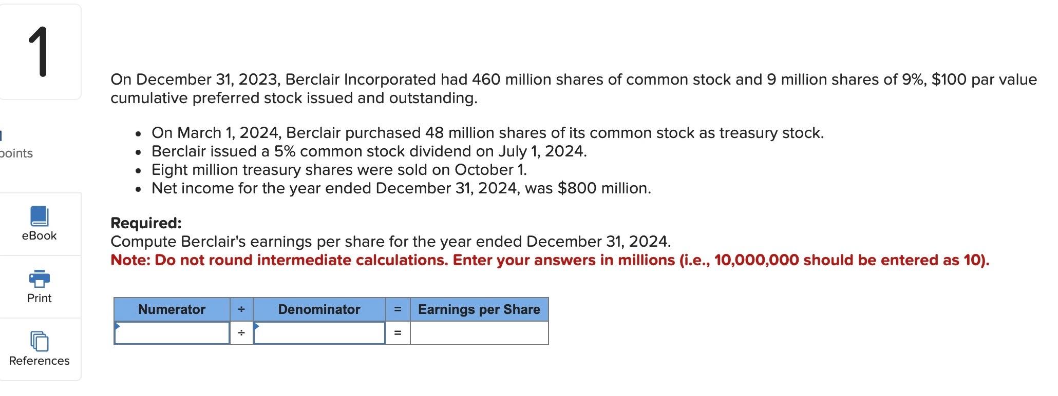 Solved On December 31, 2023, Berclair Incorporated Had 460 | Chegg.com