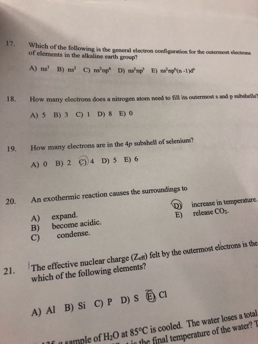 Solved 17. Which of the following is the general electron | Chegg.com