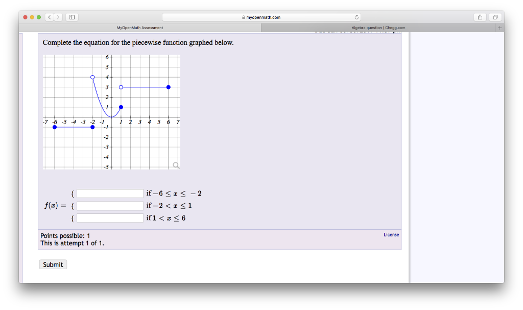 Solved Myopenmath.com Algebra Question | Chegg.com | Chegg.com