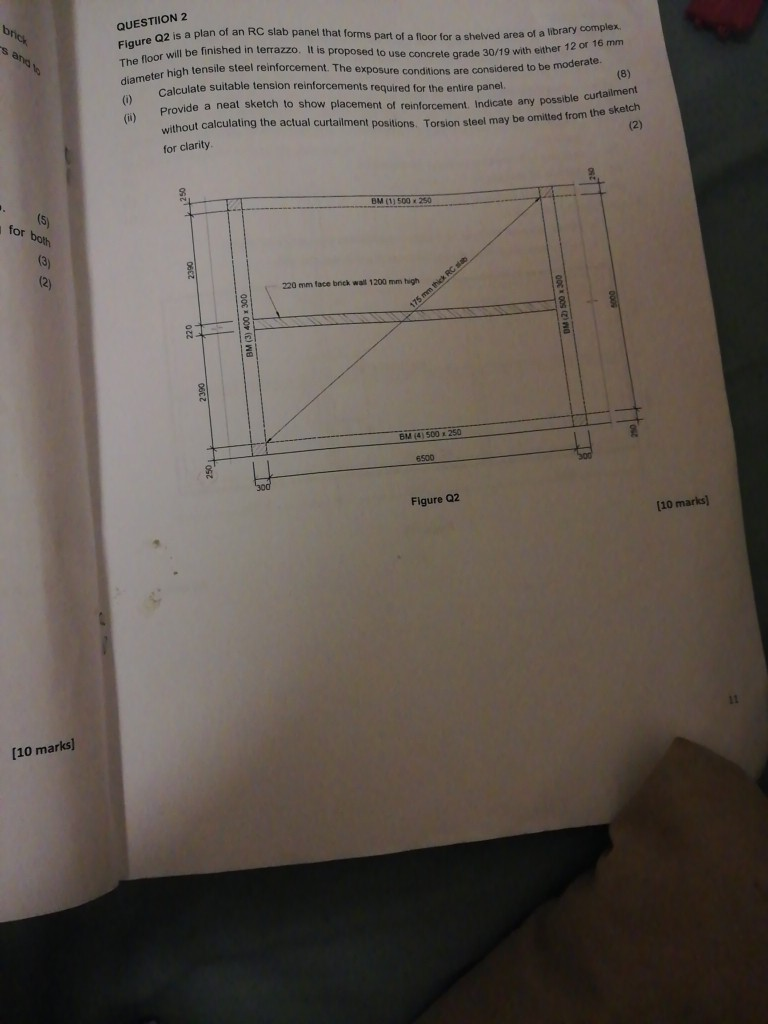 Figure Q2 Is A Plan Of An Rc Slab Panel That Forms Chegg Com